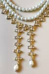 Buy_Amaara Jewels_Gold Plated Pearls, Stones, Crystals Cascade Necklace With Earrings _Online_at_Aza_Fashions