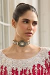 Shop_Amaara Jewels_Gold Plated Gemstones, Crystals Tsarina Emeraude Necklace Set _at_Aza_Fashions