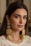 Shop_Amaara Jewels_Gold Plated Pearls, Stones, Beads Majestic Relic Long Jhumkas _at_Aza_Fashions