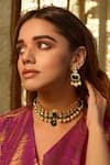 Buy_Amaara Jewels_Gold Plated Pearls, Stones Emerald Edge Choker Set _at_Aza_Fashions