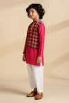 The Cotton Staple_Multi Color Cotton Fabric Flowers Bay Checkered Bundi And Kurta Set _Online_at_Aza_Fashions