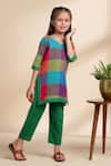 The Cotton Staple_Multi Color Cotton Fabric Flowers Checkered Kurta Set _at_Aza_Fashions