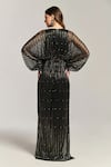 Shop_Bling Empire_Black Mesh Beads, Sequins, Stones V-neck Arabian Nights Embellished Gown _at_Aza_Fashions