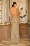 Shop_Bling Empire_Gold Mesh Beads, Sequins One Shoulder Radiant Gown _at_Aza_Fashions