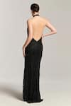 Shop Bling Empire Black Mesh Beads Halter Neck, Mirage Embellished Gown at Aza Fashions Shop_Bling Empire_Black Mesh Beads Halter Neck, Mirage Embellished Gown _at_Aza_Fashions