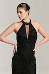 Buy Bling Empire Black Mesh Beads Halter Neck, Mirage Embellished Gown Online at Aza Fashions Buy_Bling Empire_Black Mesh Beads Halter Neck, Mirage Embellished Gown _Online_at_Aza_Fashions