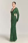 Bling Empire Green Mesh Beads, Sequins Plunge Neck Embellished Bodycon Gown Online at Aza Fashions Bling Empire_Green Mesh Beads, Sequins Plunge Neck Embellished Bodycon Gown _Online_at_Aza_Fashions