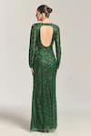 Shop Bling Empire Green Mesh Beads, Sequins Plunge Neck Embellished Bodycon Gown at Aza Fashions Shop_Bling Empire_Green Mesh Beads, Sequins Plunge Neck Embellished Bodycon Gown _at_Aza_Fashions