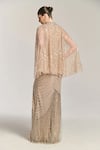 Shop_Bling Empire_Beige Mesh Beads, Fringe Choker , High Moonlight Charm Embellished Gown _at_Aza_Fashions