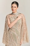 Buy_Bling Empire_Beige Mesh Beads, Fringe Choker , High Moonlight Charm Embellished Gown _Online_at_Aza_Fashions