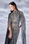 Bling Empire_Multi Color Mesh Beads, Sequins High Neck Rainbow Sparkle Work Gown _Online_at_Aza_Fashions