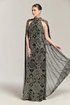 Bling Empire Black Mesh Beads, Sequins Halter , High Stardust Queen Cape Gown Online at Aza Fashions Bling Empire_Black Mesh Beads, Sequins Halter , High Stardust Queen Cape Gown _Online_at_Aza_Fashions