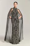 Buy Bling Empire Black Mesh Beads, Sequins Halter , High Stardust Queen Cape Gown at Aza Fashions Buy_Bling Empire_Black Mesh Beads, Sequins Halter , High Stardust Queen Cape Gown _at_Aza_Fashions