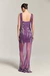 Shop_Bling Empire_Purple Mesh Beads, Fringe Sweetheart Neck Star Fish Embellished Gown _at_Aza_Fashions