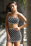 Buy_Bling Empire_Black Mesh Beads, Sequins Square Neck Embellished Skirt Set _at_Aza_Fashions