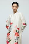 Buy_Balance By Rohit Bal_Ivory Chanderi, Voile Mandarin Collar, Floral Print Tunic With Pant _Online_at_Aza_Fashions