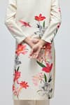 Shop_Balance By Rohit Bal_Ivory Chanderi, Voile Mandarin Collar, Floral Print Tunic With Pant _Online_at_Aza_Fashions