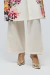 Balance By Rohit Bal_Ivory Chanderi, Voile Mandarin Collar Floral Print Tunic With Pant _Online_at_Aza_Fashions