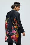 Shop_Balance By Rohit Bal_Black Chanderi Collared, Button-down Neck Floral Print Tunic _at_Aza_Fashions