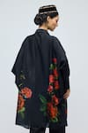 Shop_Balance By Rohit Bal_Black Chanderi Collared, Button-down Neck Floral Print Tunic _at_Aza_Fashions