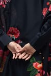 Buy_Balance By Rohit Bal_Black Chanderi Collared, Button-down Neck Floral Print Tunic _Online_at_Aza_Fashions