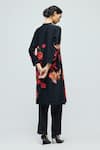 Shop_Balance By Rohit Bal_Black Chanderi, Voile V-neck Floral Print Tunic With Pant _at_Aza_Fashions