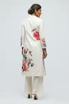 Shop_Balance By Rohit Bal_Ivory Chanderi, Voile Mandarin Collar, Button-down Floral Print Tunic With Pant _at_Aza_Fashions