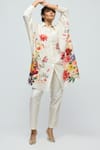 Balance By Rohit Bal_Ivory Chanderi Collared, Button-down Neck Floral Print Tunic _Online_at_Aza_Fashions