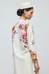 Balance By Rohit Bal_Ivory Chanderi, Voile Mandarin Collar, Keyhole Floral Print Tunic With Pant _at_Aza_Fashions