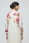 Shop_Balance By Rohit Bal_Ivory Chanderi, Voile Mandarin Collar, Keyhole Floral Print Tunic With Pant _at_Aza_Fashions