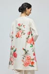 Shop_Balance By Rohit Bal_Ivory Chanderi, Voile Round Neck Floral Print Tunic With Palazzo _Online_at_Aza_Fashions