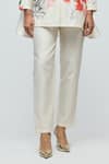Balance By Rohit Bal_Ivory Chanderi, Voile Mandarin Collar Floral Print Tunic With Pant _Online_at_Aza_Fashions