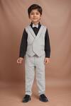 Buy_Petite Pomme_Black Cotton Satin, Polyester Elegant Grey Kids Suit Set _at_Aza_Fashions