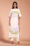 Buy_Naintara Bajaj_White Silk, Crepe Boat Neck Snowball Kaftan Dress _at_Aza_Fashions