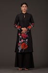 Buy Balance By Rohit Bal Black Chanderi Mandarin Collar, Keyhole Neck Tunic With Palazzo at Aza Fashions Buy_Balance By Rohit Bal_Black Chanderi Mandarin Collar, Keyhole Neck Tunic With Palazzo _at_Aza_Fashions