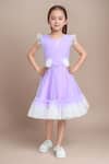 Buy_Petite Pomme_Purple Net Fabric Flowers Embellished Fit And Flared Dress _at_Aza_Fashions
