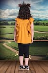 Shop_Petite Pomme_Mustard Viscose Ruffled Top And Black Leggings _at_Aza_Fashions