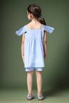 Shop_Petite Pomme_Blue Linen Dress With Ruffled Sleeves _at_Aza_Fashions