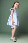 Shop_Petite Pomme_Blue Linen Dress With Ruffled Sleeves _Online_at_Aza_Fashions