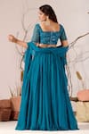 Shop_Damoiselle_Blue Georgette, Net Sequins, Beads, Ruffles Neelkamal Embellished Lehenga Set _at_Aza_Fashions