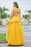 Shop_Damoiselle_Yellow Georgette, Net, Organza, Shantoon Sequins, Beads, Marigold Lehenga Set _at_Aza_Fashions