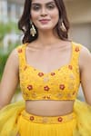 Buy_Damoiselle_Yellow Georgette, Net, Organza, Shantoon Sequins, Beads, Marigold Lehenga Set 