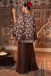 Shop_Angad Creations_Brown Cotton Satin Embroidery, Metallic Thread Eera And Tilla Shrug Jacket Set _at_Aza_Fashions