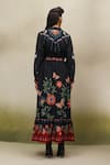 NOIB_Black Viscose, Linen Tassels Collared Celia Garden Dancers Print Dress With Belt _Online_at_Aza_Fashions