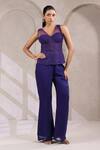 Buy_K-Anshika_Purple Georgette Sequins, Beads V-neck, Sweetheart Embellished Corset With Pant _at_Aza_Fashions