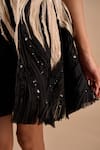 Buy_Shriya Som_Black Organza Sequins Halter Neck Textured Mini Dress _Online_at_Aza_Fashions