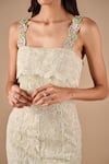 Buy_Shriya Som_Mint Lace Embroidery, Sequins Bandeau Neck Cutwork Midi Dress _Online_at_Aza_Fashions