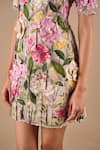 Buy_Shriya Som_Pink Tulle Embroidery, Sequins Round Neck Floral Bodycon Dress _Online_at_Aza_Fashions