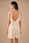 Shop Shriya Som Ivory Tulle Pearls, Fringe Round , Scoop Dress at Aza Fashions Shop_Shriya Som_Ivory Tulle Pearls, Fringe Round , Scoop Dress _at_Aza_Fashions