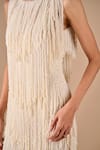 Buy Shriya Som Ivory Tulle Pearls, Fringe Round , Scoop Dress Online at Aza Fashions Buy_Shriya Som_Ivory Tulle Pearls, Fringe Round , Scoop Dress _Online_at_Aza_Fashions